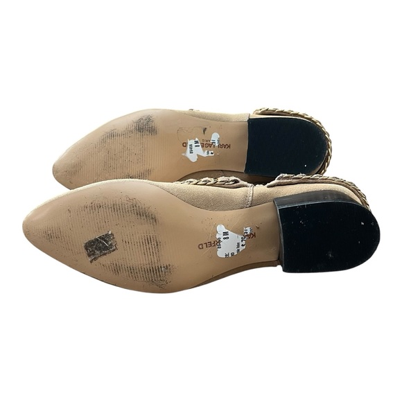 Karl Lagerfeld Cassie Zip Ankle Booties Women's Size 8M Beige Suede Chain Heels - Picture 10 of 13